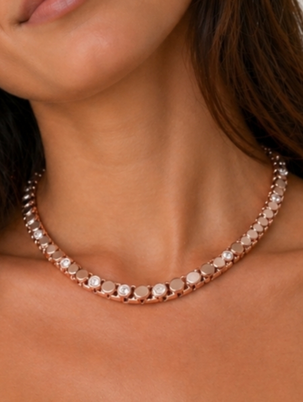 NWOT Anthropologie Rose Gold Swarovski Crystal Accent Lola And Grace Necklace
